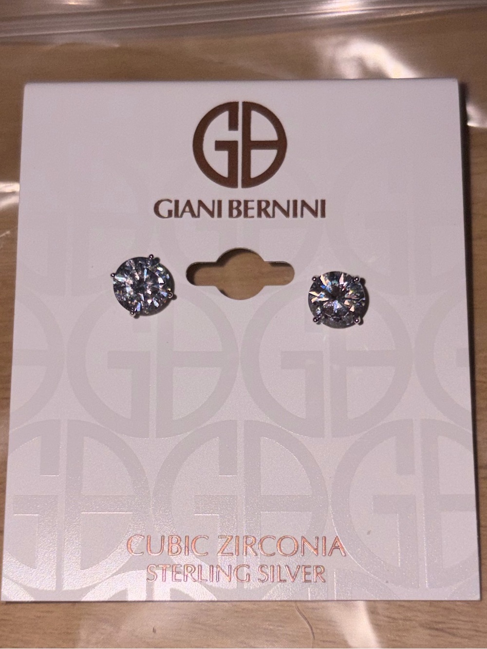 Giani Bernini Silver-Tone Clear Cubic Zirconia Stud Earrings